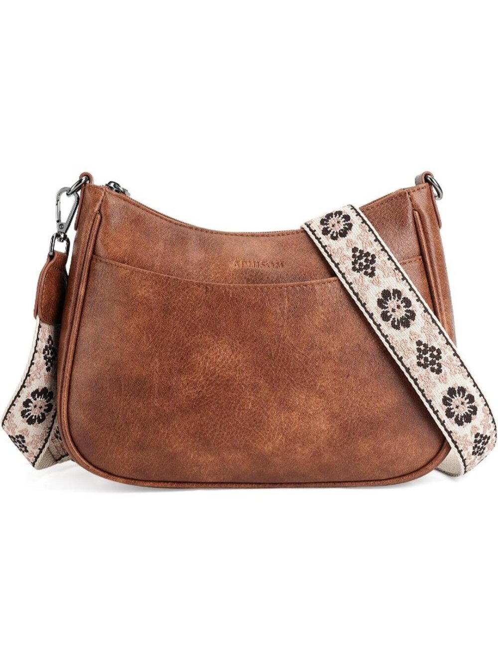 👜Women's Brown Leather Crossbody Purse Shoulder Bag Wide Strap Travel